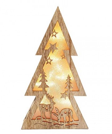 XL Weihnachtsdeko Holz LED beleuchtet mit 3D Effekt 32cm Hoch Lichterhaus Weihnachten - 3