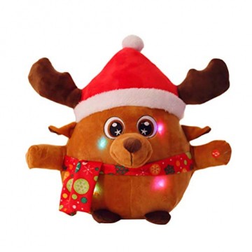 YeahiBaby Elch singendes Spielzeug mit Licht, Weihnachtsfigur aus Plüsch (mit Knopfbatterie) - 1