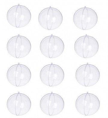 Yeelan Klar Kunststoff Acryl Fillable Transparent Ball Ornament Kugel Kugel für Hochzeit Weihnachten Home Decor (60mm Set 12 Stücke) - 1