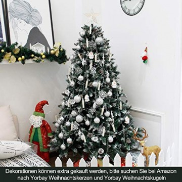 Yorbay Weihnachtsbaum Tannenbaum mit Ständer 120cm-240cm für Weihnachten-Dekoration Mehrweg (Weihnachtsbaum mit Schnee, 180cm) - 5