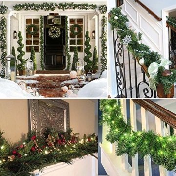 YQing 2 Stück 5.5 m Tannengirlande aus Kunststoff Grün Weihnachtsgirland Weihnachten Girlande, Weihnachtsdeko Türkranz Weihnachten Garland - 2