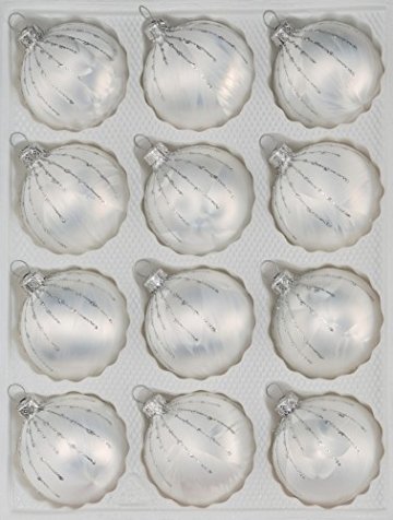 12 TLG. Glas-Weihnachtskugeln Set in Ice Weiss Silber Regen - Christbaumkugeln - Weihnachtsschmuck-Christbaumschmuck - 1