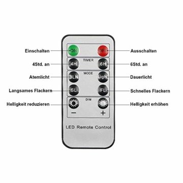 20er LED Kerzen mit Batterien, Timer und Fernbedienung, IP64 Dimmbar Kerzenlichter Flammenlose Weihnachtskerzen für Weihnachtsbaum, Weihnachtsdeko, Hochzeit, Geburtstags, Party - 3