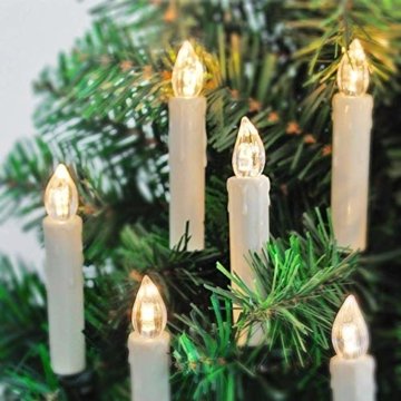 20er LED Kerzen mit Timer, Fernbedienung und Batterien, IP64 Dimmbar Kerzenlichter Flammenlose Weihnachtskerzen für Weihnachtsbaum, Weihnachtsdeko, Hochzeit, Geburtstags, Party-Warmes Weiß - 5