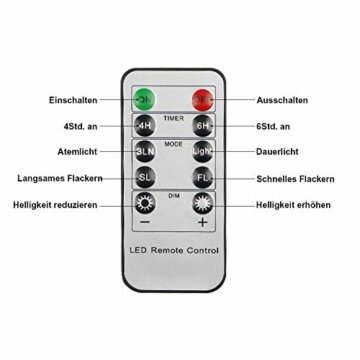 20er LED Kerzen mit Timer, Fernbedienung und Batterien, IP64 Dimmbar Kerzenlichter Flammenlose Weihnachtskerzen für Weihnachtsbaum, Weihnachtsdeko, Hochzeit, Geburtstags, Party-Warmes Weiß - 6