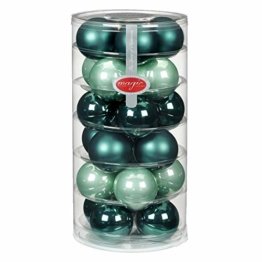 24 Christbaumkugeln Glas 6cm // Weihnachtskugeln Weihnachtsschmuck Weihnachtsdeko Baumkugeln Baumschmuck Christbaumschmuck Kugeln Glaskugeln Dose, Farbe: Green Emerald (Mint dunkel türkis meerblau) - 1