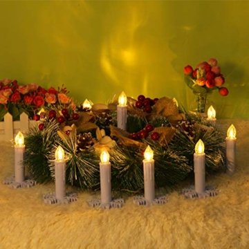 30er LED Kerzen mit Batterien Halter Fernbedienung Timer IP64 Dimmbar warmweiß Weihnachtskerzen Lichterkette Fenster Beleuchtung für Weihnachtsbaum Hochzeit Geburtstags Kirche Deko, beige - 2