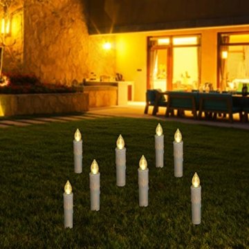 30er LED Kerzen mit Batterien Halter Fernbedienung Timer IP64 Dimmbar warmweiß Weihnachtskerzen Lichterkette Fenster Beleuchtung für Weihnachtsbaum Hochzeit Geburtstags Kirche Deko, beige - 8