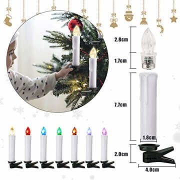 40er Weinachten LED Kerzen Kabellos RGB Weihnachtskerzen Christbaumkerzen Dimmen Flackern Baumkerze-Set,LED-Lichtfarbe RGB + warmweiß - 6