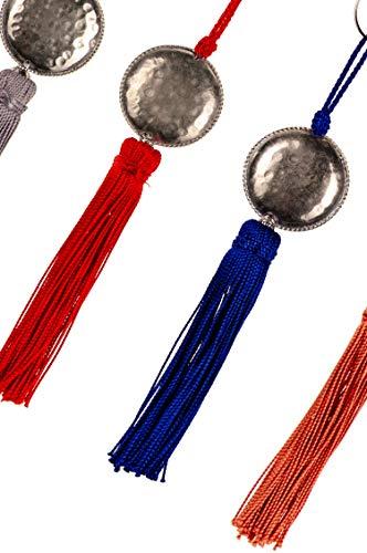 4er Set Orientalische Schlüsselanhänger 18cm (2) | Marokkanische Christbaumschmuck als Dankeschön Geschenke | Quasten mit Schlüsselring als Taschenanhänger Deko Anhänger für Auto Handy Rucksack - 3