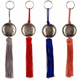 4er Set Orientalische Schlüsselanhänger 18cm (2) | Marokkanische Christbaumschmuck als Dankeschön Geschenke | Quasten mit Schlüsselring als Taschenanhänger Deko Anhänger für Auto Handy Rucksack - 1