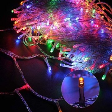 ANKOUJA Lichterkette LED Innen Außen für Weihnachtsbaum IP44 Bunt Lichterkette Strombetrieben Verbindlich 100 leds Memory Funktion 8 Lichtereffekte für Weihnachten - 2