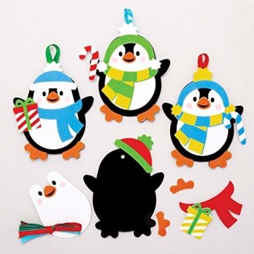 Baker Ross AT240 Weihnachtskugeln Mix & Match Pinguin (6 Stück) Christbaumschmuck Bastelset für Kinder, Sortiert - 1