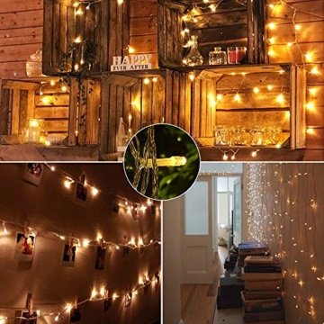 BrizLabs 100 LED Innen Lichterkette Warmweiß 15M Weihnachts Außenbeleuchtung 8 Modi Wasserdicht für Outdoor Weihnachtsbaum Zimmer Garten Party Hochzeit Halloween Deko - 6