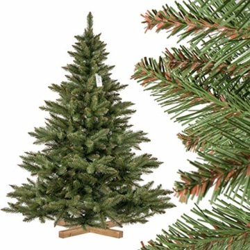 FairyTrees künstlicher Weihnachtsbaum NORDMANNTANNE, grüner Stamm, Material PVC, inkl. Holzständer, 180cm, FT14-180 - 1
