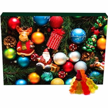 Hallingers 24 Gummibärchen-Adventskalender mit Fruchtsaftbärchen (500g) - Christbaumschmuck (Advents-Karton) - zu Weihnachten Adventskalender - 1