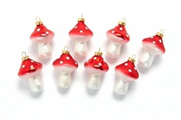 HEITMANN DECO Fliegenpilze aus Glas - Baumbehang Christbaumschmuck Weihnachtskugeln Weihnachtsdeko - 8-teilig Rot, Weiß - 1