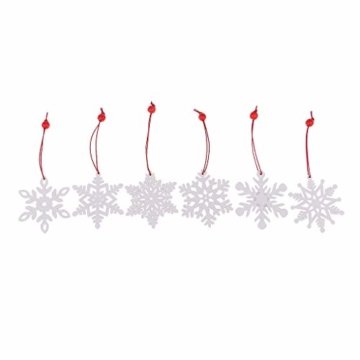 Hellery 6X Holz Schneeflocke Holz Geschenkanhänger Christbaumschmuck Mit Schnur 70mm - Weiß, 70 mm - 4