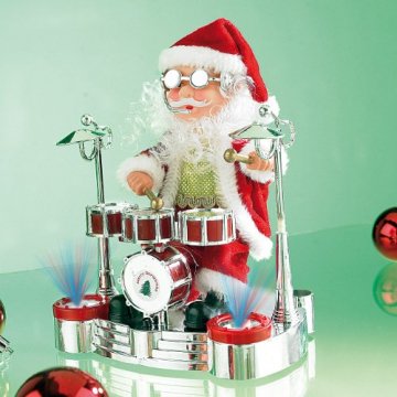 infactory Weihnachtsartikel: Singender Schlagzeuger-Weihnachtsmann mit LED-Lichtershow (Trommelnder Weihnachtsmann) - 2