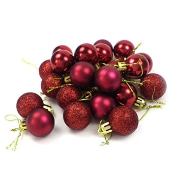 kleine Minni Dekokugeln Weihnachten Weihnachtskugeln Kugeln matt glänzend glitzernd 24 Stück 3,3cm weinrot rot dunkelrot Bordeaux - 3