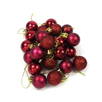 kleine Minni Dekokugeln Weihnachten Weihnachtskugeln Kugeln matt glänzend glitzernd 24 Stück 3,3cm weinrot rot dunkelrot Bordeaux - 5