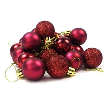 kleine Minni Dekokugeln Weihnachten Weihnachtskugeln Kugeln matt glänzend glitzernd 24 Stück 3,3cm weinrot rot dunkelrot Bordeaux - 6