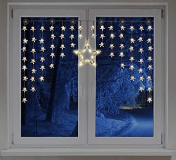 LED Sternenvorhang 140x95 cm - 90 LED warmweiß - Fenster Deko Stern Lichterkette Lichtervorhang - 1