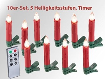 Lunartec Weihnachtskerzen: 20er-Set LED-Weihnachtsbaum-Kerzen mit IR-Fernbedienung, rot (Christbaumkerzen kabellos) - 7