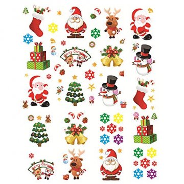 MEJOSER 20pc(10Muster) Weihnachten Fensteraufkleber PVC Fenstersticker Weihnachten Fensterbilder Selbstklebend Weihnachtssticker Tür Aufkleber WandtatttooFensterdeko Weihnachtsdeko - 1