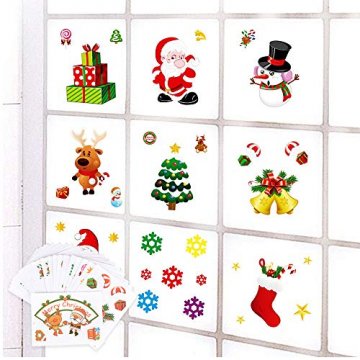 MEJOSER 20pc(10Muster) Weihnachten Fensteraufkleber PVC Fenstersticker Weihnachten Fensterbilder Selbstklebend Weihnachtssticker Tür Aufkleber WandtatttooFensterdeko Weihnachtsdeko - 6