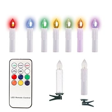 SunJas 10/20/30 er Weihnachten Kerzen RGB, kabellose Farbwechsel Weihnachtskerzen mit Fernbedienung, Weihnachtsbeleuchtung, LED Kerzen in 3 verscheidene Blinkeffekt, für Weihnachtsbaum - 5