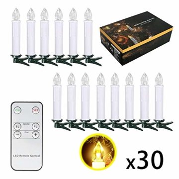 SunJas 30er Weihnachten LED Kerzen Lichterkette Kerzen Weihnachtskerzen Weihnachtsbaum Kerzen mit Fernbedienung Kabellos - 3