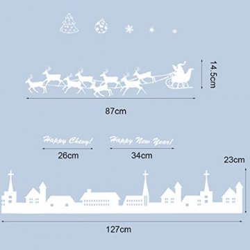 Tuopuda Weihnachtssticker Weihnachten Rentier Schneeflocken Stadt Removable Vinyl Fensterbilder Fensterdeko Weihnachtsdeko Weihnachten Wandaufkleber Wandtattoo Wandsticker (weiß) - 7