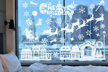 Weihnachtsdeko Fenster, Weihnachten Fensterbilder, Weihnachten Fenstersticker Fensteraufkleber PVC Fensterdeko Selbstklebend, für Türen Schaufenster Vitrinen Glasfronten Deko - 4