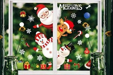 Weihnachtsdeko Fenster, Weihnachten Fensterbilder, Weihnachten Fenstersticker Fensteraufkleber PVC Fensterdeko Selbstklebend, für Türen Schaufenster Vitrinen Glasfronten Deko - 4