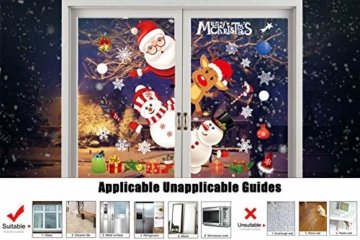 Weihnachtsdeko Fenster, Weihnachten Fensterbilder, Weihnachten Fenstersticker Fensteraufkleber PVC Fensterdeko Selbstklebend, für Türen Schaufenster Vitrinen Glasfronten Deko - 5