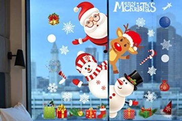 Weihnachtsdeko Fenster, Weihnachten Fensterbilder, Weihnachten Fenstersticker Fensteraufkleber PVC Fensterdeko Selbstklebend, für Türen Schaufenster Vitrinen Glasfronten Deko - 6