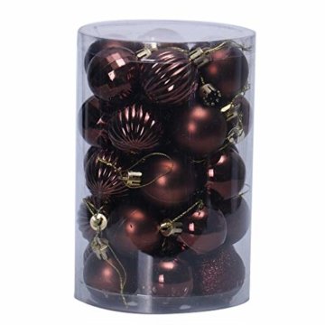 Weihnachtskugeln Glitzer Hell Matt Plastik Weihnachten Kugeln Uni Bordeaux Glänzend Christbaumkugeln Anhänger Draussen Christmas Deko 34PC - 1