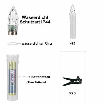 30 LED Kerzen, Weihnachtskerzen Lichterkette, Weihnachts Kerzen Kabellos mit Fernbedienung,Dimmbar Kerzenlichter Flammenlose Weihnachtskerzen für Weihnachtsbaum, Weihnachtsdeko, Hochzeit, Party - 7