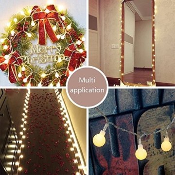 80 Leds Globe Lichterkette 10 Meter, Tomshine Warmweiße Kugel Lichterkette mit IR Fernbedienung, Batteriebetriebene/IP44 Wasserdicht - 2