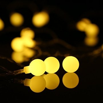 80 Leds Globe Lichterkette 10 Meter, Tomshine Warmweiße Kugel Lichterkette mit IR Fernbedienung, Batteriebetriebene/IP44 Wasserdicht - 3
