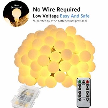80 Leds Globe Lichterkette 10 Meter, Tomshine Warmweiße Kugel Lichterkette mit IR Fernbedienung, Batteriebetriebene/IP44 Wasserdicht - 4