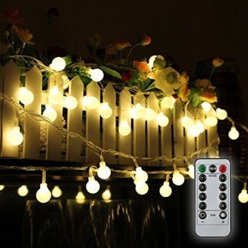 80 Leds Globe Lichterkette 10 Meter, Tomshine Warmweiße Kugel Lichterkette mit IR Fernbedienung, Batteriebetriebene/IP44 Wasserdicht - 5