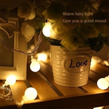 80 Leds Globe Lichterkette 10 Meter, Tomshine Warmweiße Kugel Lichterkette mit IR Fernbedienung, Batteriebetriebene/IP44 Wasserdicht - 7
