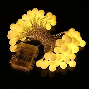 80 Leds Globe Lichterkette 10 Meter, Tomshine Warmweiße Kugel Lichterkette mit IR Fernbedienung, Batteriebetriebene/IP44 Wasserdicht - 8