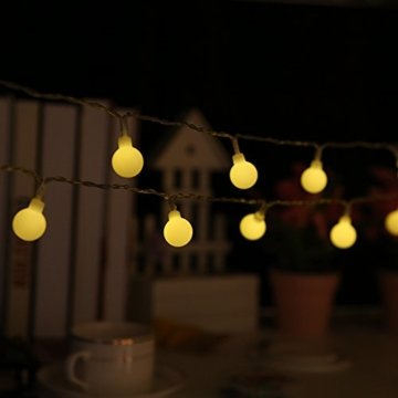 80 Leds Globe Lichterkette 10 Meter, Tomshine Warmweiße Kugel Lichterkette mit IR Fernbedienung, Batteriebetriebene/IP44 Wasserdicht - 9