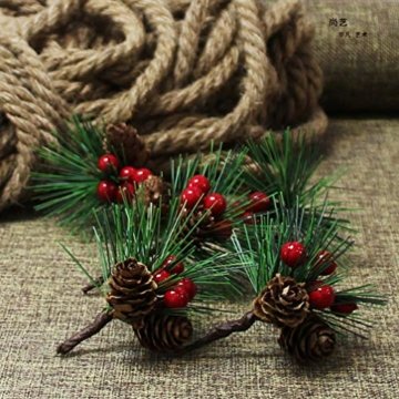 Amosfun 10 Stücke Beerenzweige Tannenzweige Dekozweige Blumenstrauß Künstliche Beeren Zweige für Weihnachten Kranz und Girlande DIY Baumschmuck Christbaumschmuck - 2