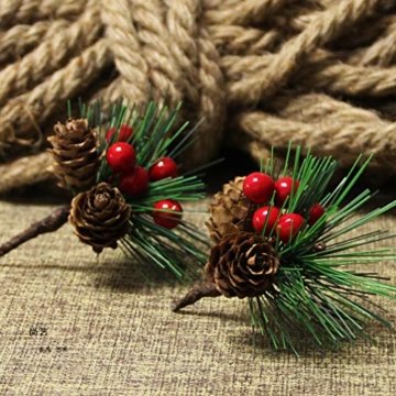 Amosfun 10 Stücke Beerenzweige Tannenzweige Dekozweige Blumenstrauß Künstliche Beeren Zweige für Weihnachten Kranz und Girlande DIY Baumschmuck Christbaumschmuck - 4