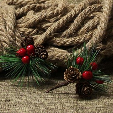 Amosfun 10 Stücke Beerenzweige Tannenzweige Dekozweige Blumenstrauß Künstliche Beeren Zweige für Weihnachten Kranz und Girlande DIY Baumschmuck Christbaumschmuck - 5