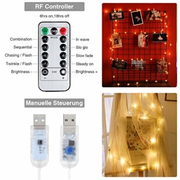 Anpro LED USB Lichtervorhang 3m x 3m, 300 LEDs USB Lichterkettenvorhang mit 8 Lichtmodelle für Partydekoration deko schlafzimmer, Innenbeleuchtung, Warmweiß - 3